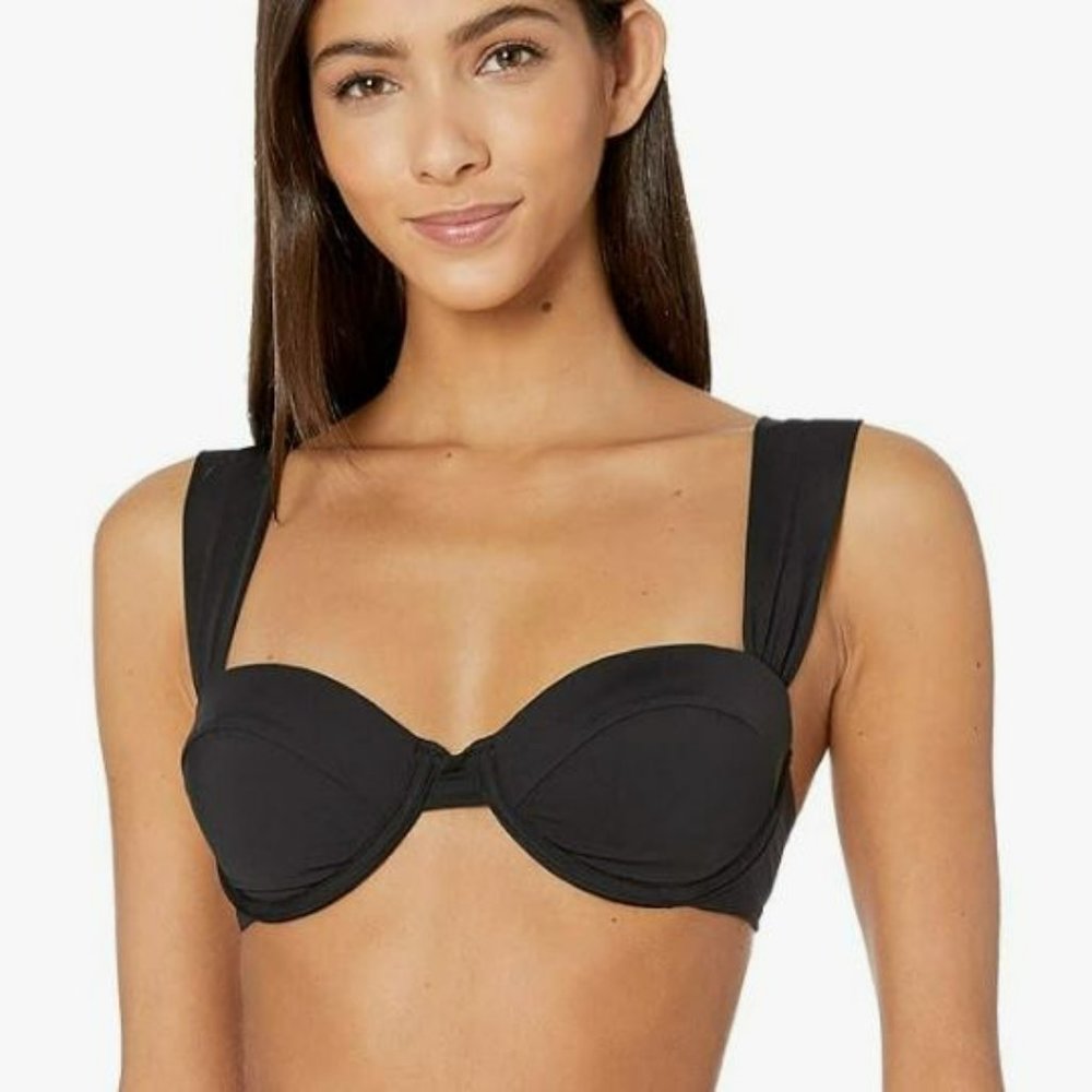 NWT WeWoreWhat Claudia Bikini Top - black (Size: M)